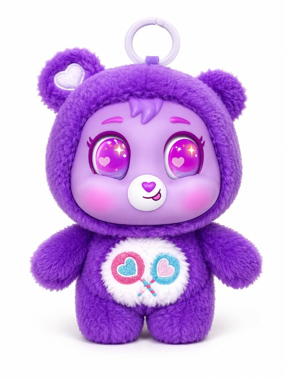 Share Bear Plush Keychain Clip-On Purple
